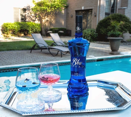 comprare Il vetro di tequila dell'OEM imbottiglia la stampa rivestita blu completa dello schermo online manufacture