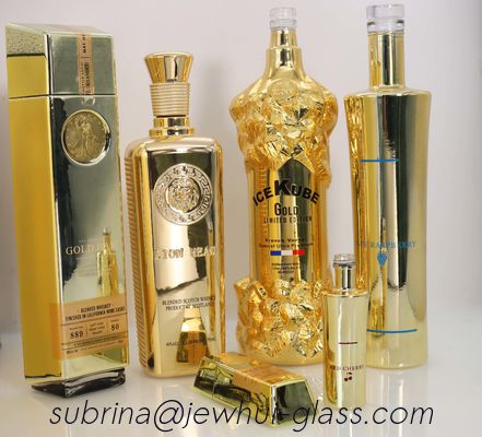 comprare Bottiglie di vetro di metallizzazione dorata da 50 ml/100 ml/ 500 ml/ 700 ml fabbricazione online