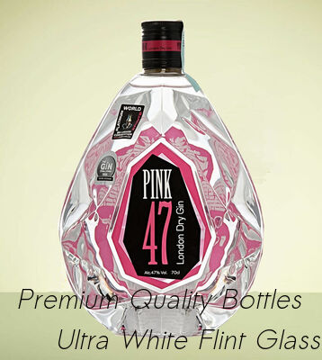comprare PINK 47 Bottiglia di vetro di gin con bordi tagliati di diamanti fabbricazione online